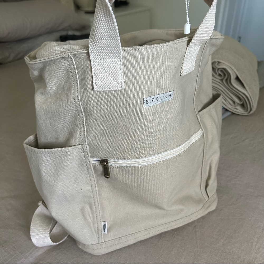 Birdling Beige Canvas Backpack